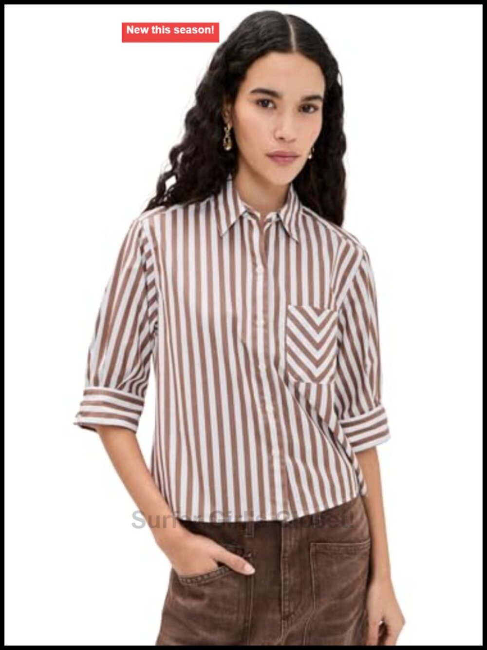 Lightweight 100% Cotton Poplin Button-Down Shirt Boxy Fit